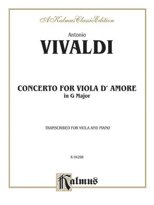 Concerto G For Viola Damore Vla/Piano Book