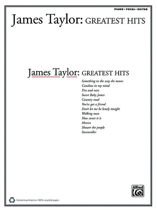 James Taylor - Greatest Hits PVG Songbook for Piano, Vocal & Guitar, 80 Pages, Includes Iconic Songs like Fire and Rain and You've Got a Friend