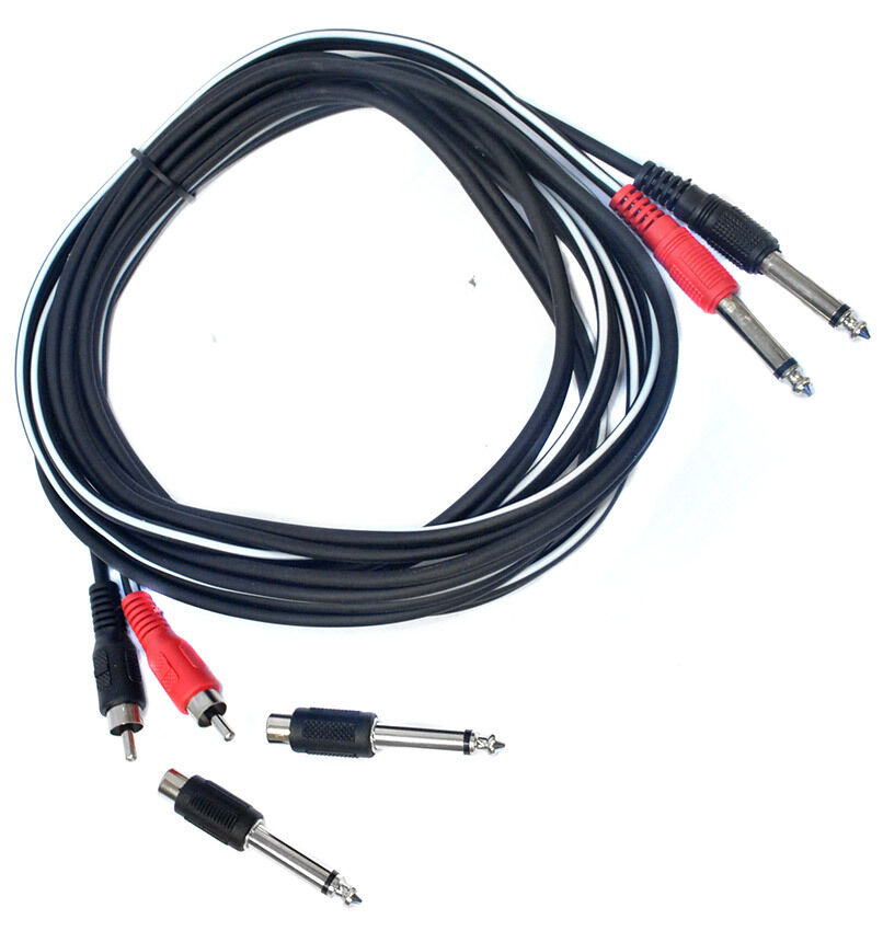 Leem 3m Double Interconnect Cable - 2 x 1/4" Mono Plugs to 2 x RCA Jacks & 2 x 1/4" Mono Plugs — view 2