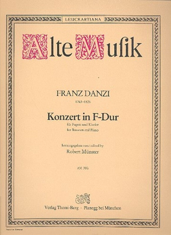 Danzi - Concerto F Bassoon/Piano (Softcover Book)
