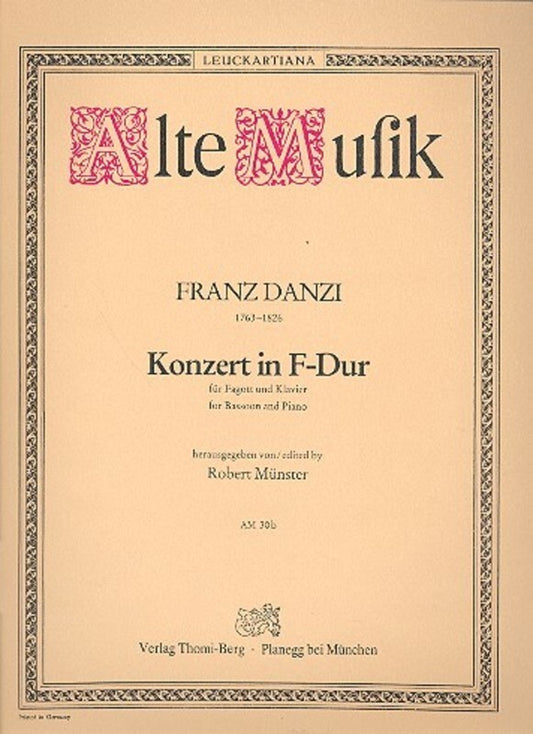 Danzi - Concerto F Bassoon/Piano (Softcover Book)