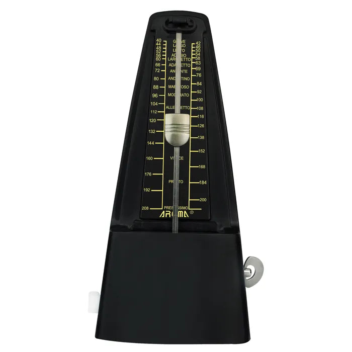 Aroma Black Mechanical Metronome AM707BLACK with Accent Bell and Tempo 40-208 bpm