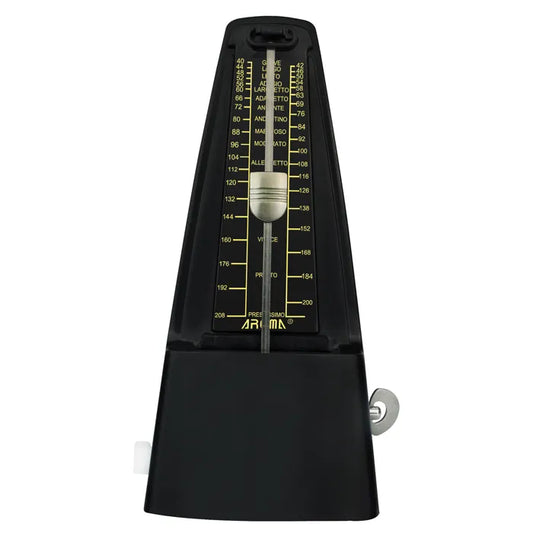 Aroma Black Mechanical Metronome AM707BLACK with Accent Bell and Tempo 40-208 bpm