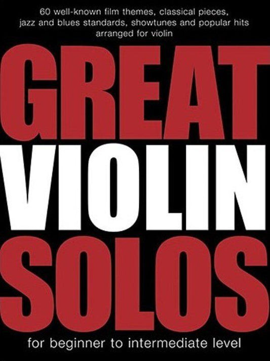 Great Violin Solos by Heather Slater, Wise Publications, for beginner to intermediate violinists, 60 film themes, classical, jazz, blues, showtunes