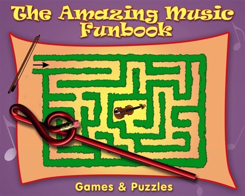 Amazing Music Funbook for Kids - AMSCO AM995269, Puzzles, Instruments, Notes, Music Symbols, Ages 6-9, Includes Pencil and Hints