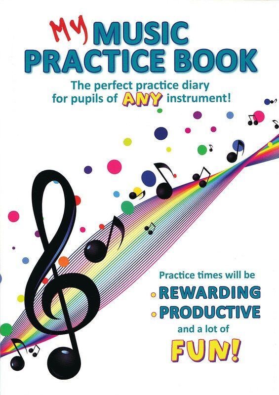 My Music Practice Book by Wise Publications - Manuscript, 36 Weekly Diaries, Music Theory, Jokes, Quizzes, Fun Cartoon Pictures, 1 Page