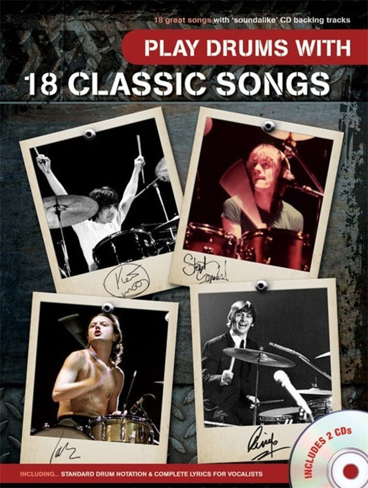 Play Drums With 18 Classic Songs Book/2CDs (Softcover Book/CD)