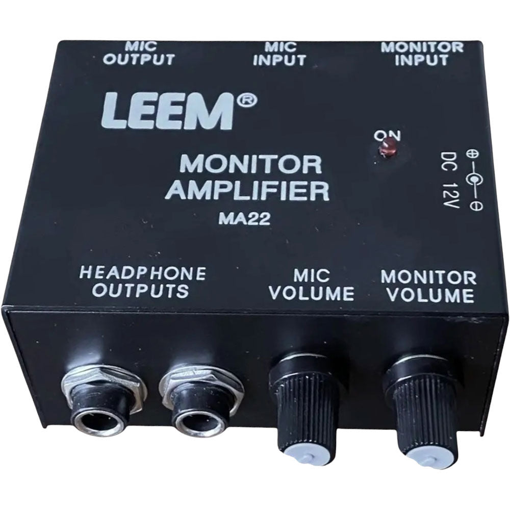 Leem MA22 Dual Headphone Monitor Amplifier with Microphone Pass-Through and Independent Volume Control