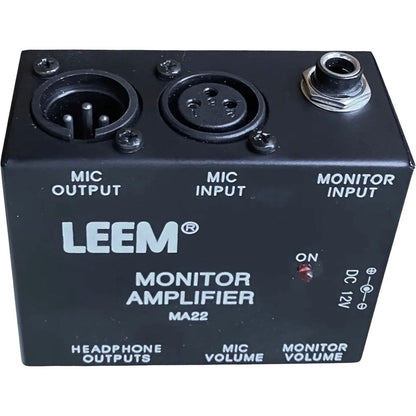 Leem MA22 Dual Headphone Monitor Amplifier with Microphone Pass-Through and Independent Volume Control — view 2