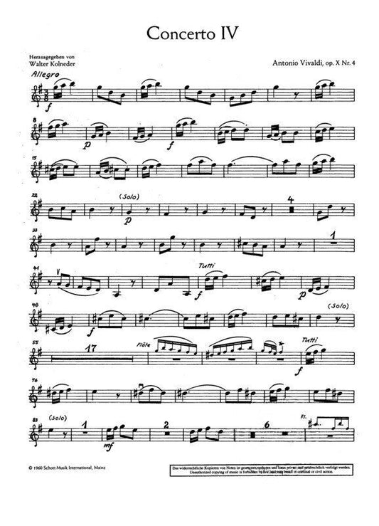 Vivaldi Concerto No. 4 G Major Op. 10/4 Violin 2 Part Sheet Music