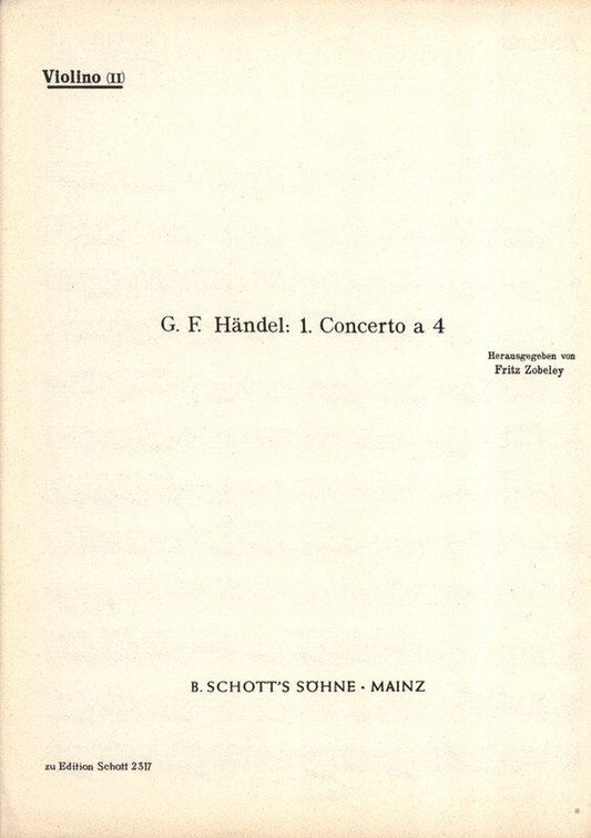 Concerto a Quattro TWV 43 D 3 Violin 1/Flute Part by Telemann, Schott Music, 2 Pages