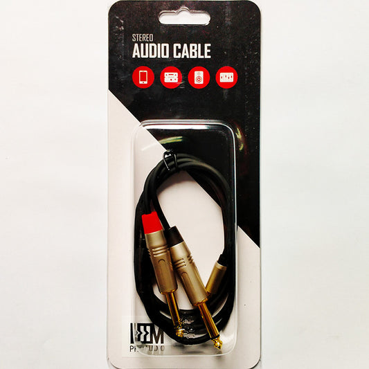 Leem 10ft Y-Cable with 3.5mm Stereo Plug to 2 x 1/4" Straight TS