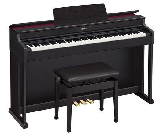 Casio AP-470 White Digital Piano with Tri-Sensor Keyboard, 22 Tones, Audio Recording, MIDI, and Adjustable Height Bench