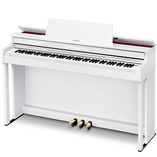 Casio AP550WE Celviano Digital Piano - White, Bluetooth, 256 Polyphony, Smart Hybrid Hammer Action, 4-Speaker System, 26 Voices, MIDI Recorder