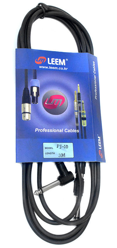 Leem 9ft Interconnect Cable 1/4" Right Angle TS to RCA Plug or 1/4" Straight TS