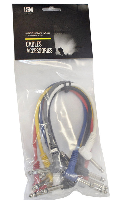 Leem 1ft FX Pedal Patch Cables 6-Pack with 1/4" Right-Angled Plugs