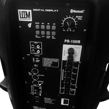 Leem PR-15HR 120W 2-Way 15" Portable PA Speaker System with Wireless Mics, Bluetooth, USB, SD Card, Up to 10 Hours Battery Life — view 3