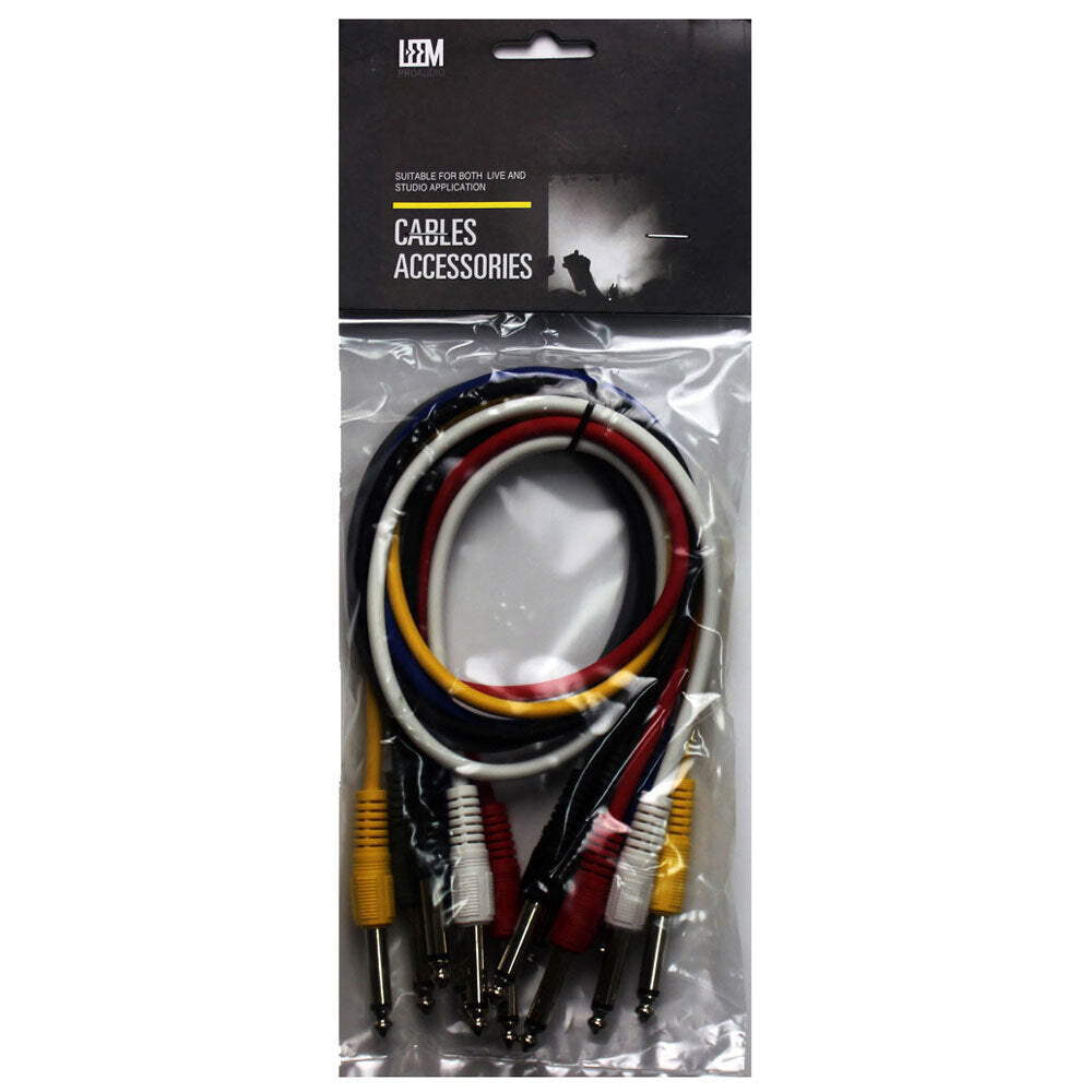 Leem 2ft FX Pedal Patch Cables 6 Pack - 1/4" Straight Plug to 1/4" Straight Plug