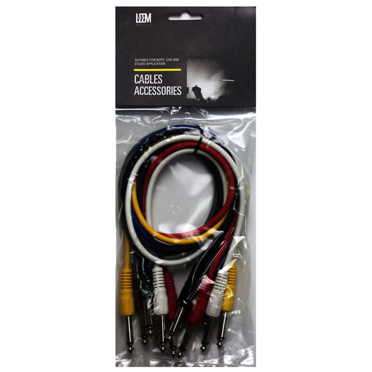 Leem 2ft FX Pedal Patch Cables 6 Pack - 1/4" Straight Plug to 1/4" Straight Plug