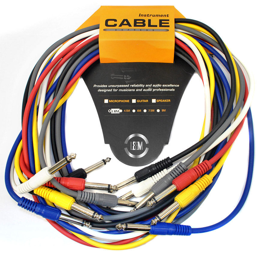 Leem 6ft FX Pedal Patch Cables 6 Pack with 1/4" Straight Plugs