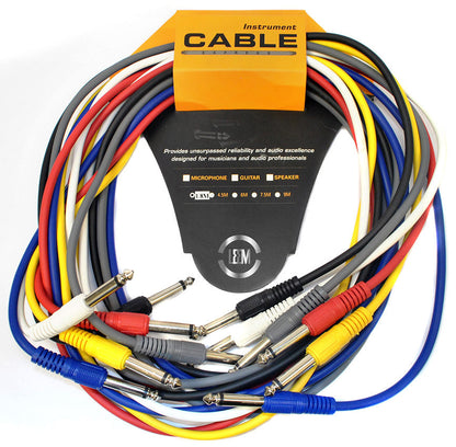 Leem 6ft FX Pedal Patch Cables 6 Pack with 1/4" Straight Plugs