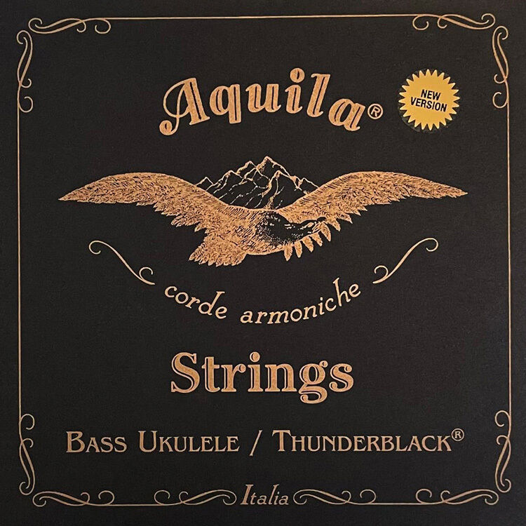 Aquila ThunderBlack 4-String Bass Uke String Set for 18 - 21" Scale, EADG Tuning, Bright Black, Superior Performance