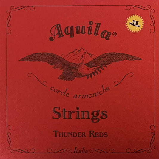 Aquila ThunderReds 5th String Single Bass Uke String for 23 - 26" Scale, Dark Burnt Red, 4.30mm Gauge, Stable Intonation