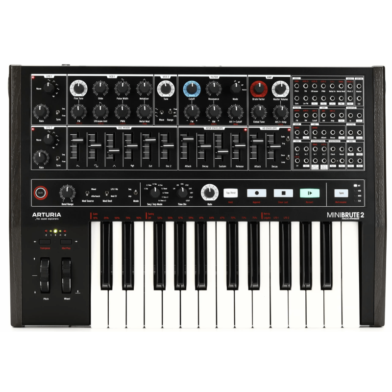 Arturia MiniBrute 2 Semi-Modular Analog Synthesizer Keyboard in Black