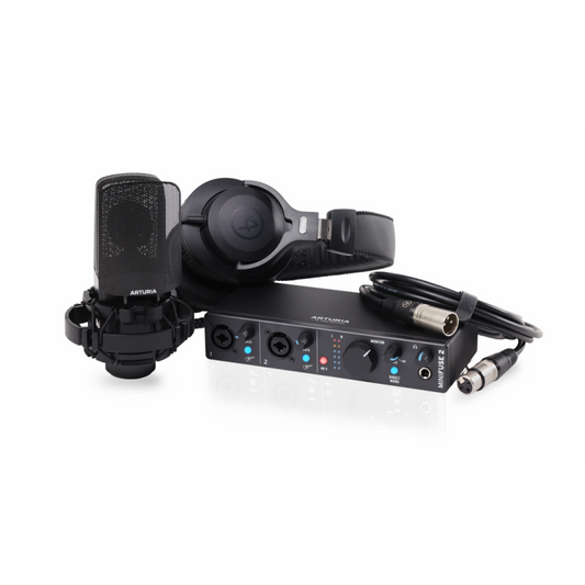 Arturia MiniFuse Recording Pack Black Bundle with Audio Interface, Microphone, Headphones, and Cables