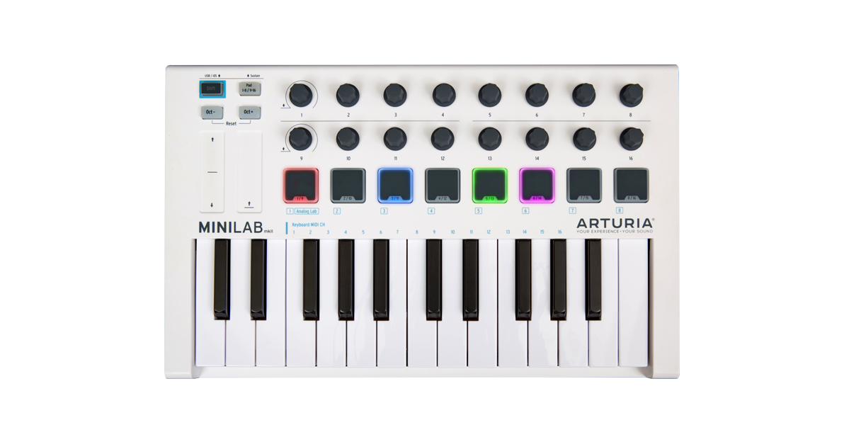 Arturia MiniLab-mk2 MIDI Keyboard 25 Key iOS Compatible with Analog Lab Lite