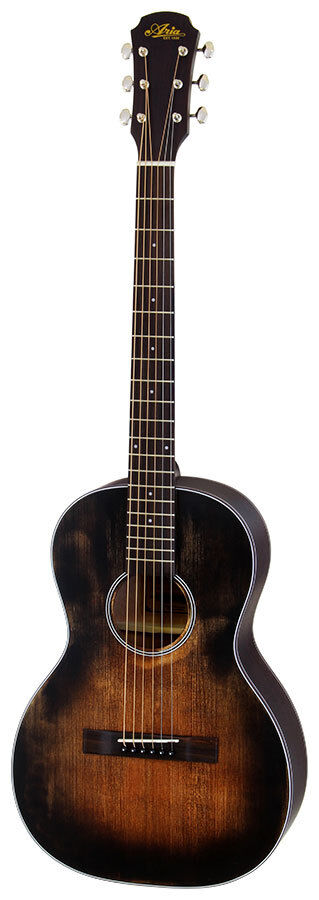 Aria Delta Players Series Parlour Acoustic Guitar Muddy Brown Finish