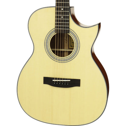 Aria 200 Series Orchestral Acoustic/Electric Guitar with Venetian Cutaway Natural Gloss — view 3
