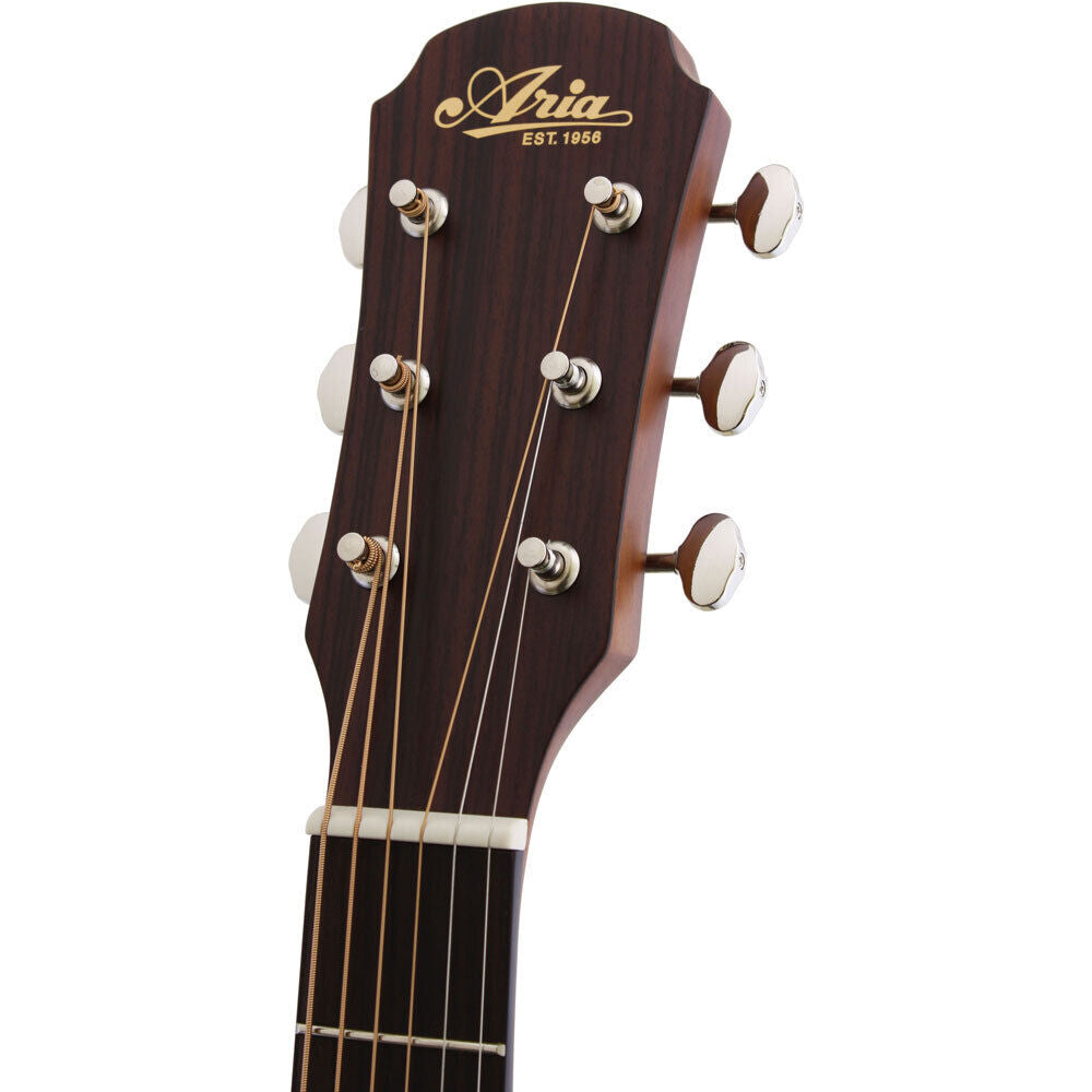 Aria 200 Series Orchestral Body Acoustic Guitar Natural Gloss, Solid Spruce Top, Rosewood Back, Mahogany Neck, Pau Ferro Fingerboard — view 3