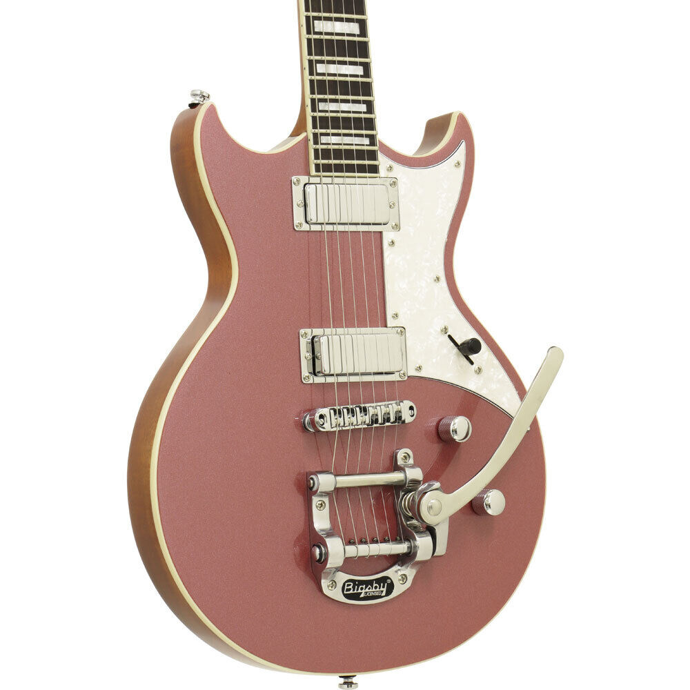 Aria 212-MK2 Bowery Semi-Hollow Electric Guitar Cadillac Pink — view 3