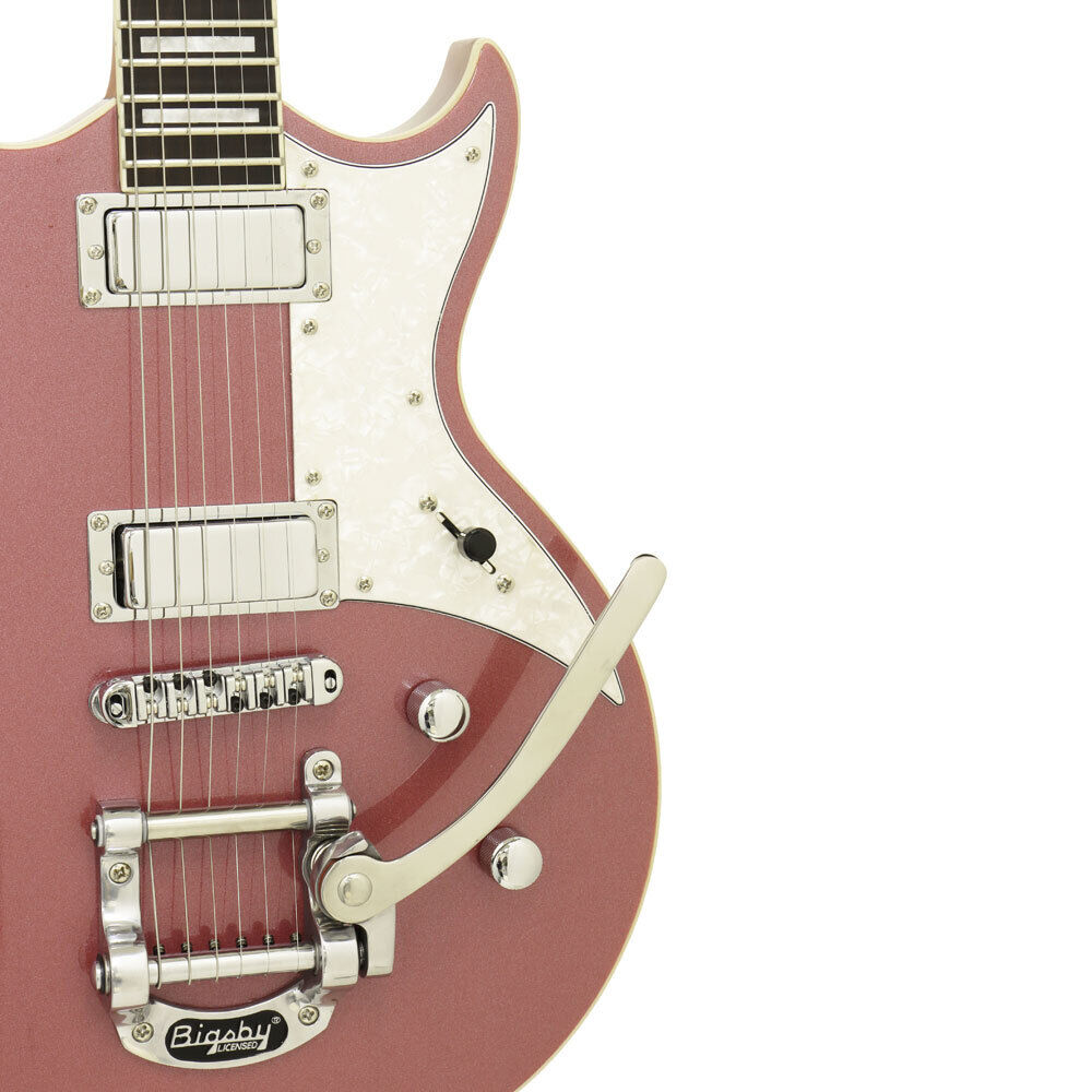 Aria 212-MK2 Bowery Semi-Hollow Electric Guitar Cadillac Pink — view 4