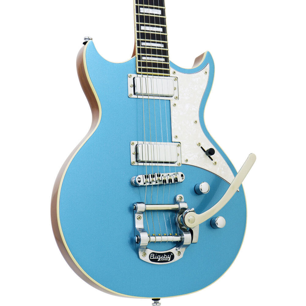Aria 212-MK2 Bowery Semi-Hollow Electric Guitar Phantom Blue — view 4