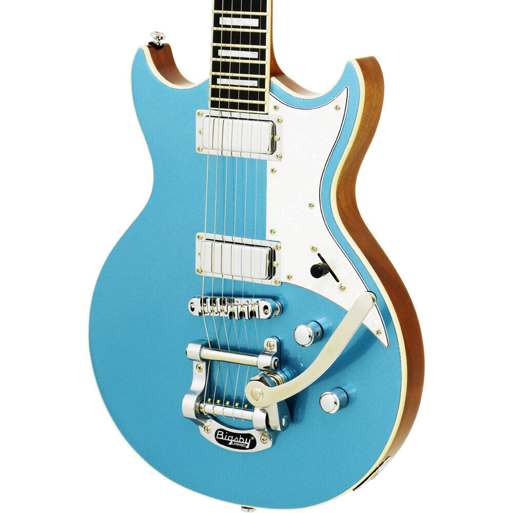 Aria 212-MK2 Bowery Semi-Hollow Electric Guitar Phantom Blue — view 3