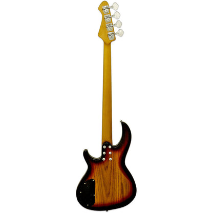 Aria 313JP Detroit Series 4-String Fretless Bass Guitar Open-Pore Sunburst Finish — view 2