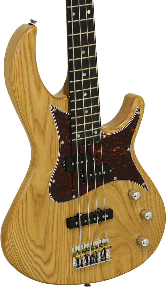 Aria 313MK2 Detroit Series 4-String Electric Bass Guitar Open-Pore Natural Finish — view 3