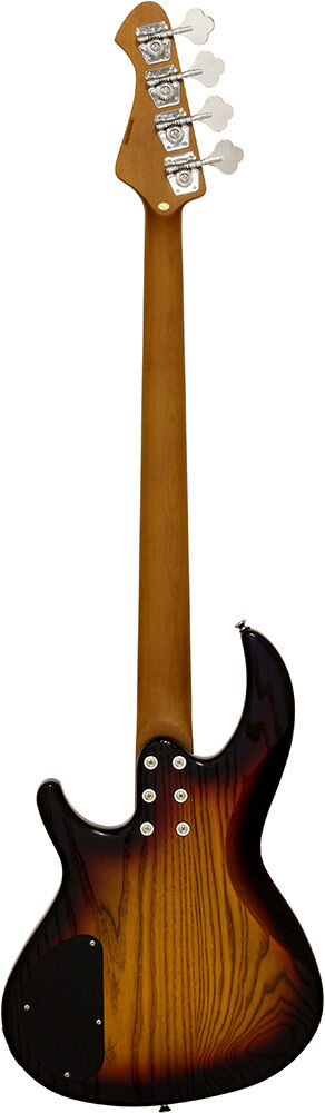 Aria 313MK2 Detroit Series 4-String Electric Bass Guitar Open-Pore Sunburst Finish — view 2