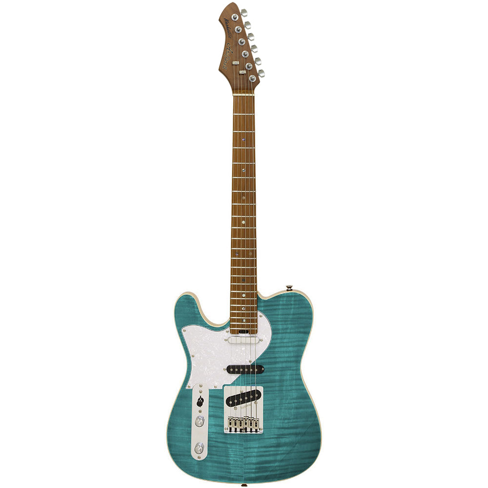 Aria 615-MK2 Nashville Left Handed Electric Guitar Turquoise Blue Gloss Finish