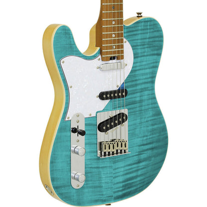 Aria 615-MK2 Nashville Left Handed Electric Guitar Turquoise Blue Gloss Finish — view 3