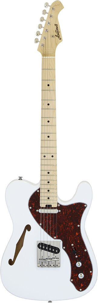 Aria 615-TL Series Semi-Hollow Electric Guitar White Gloss Finish