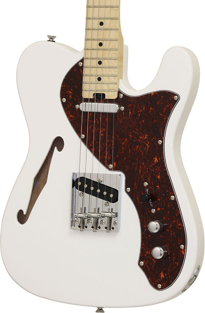 Aria 615-TL Series Semi-Hollow Electric Guitar White Gloss Finish — view 3