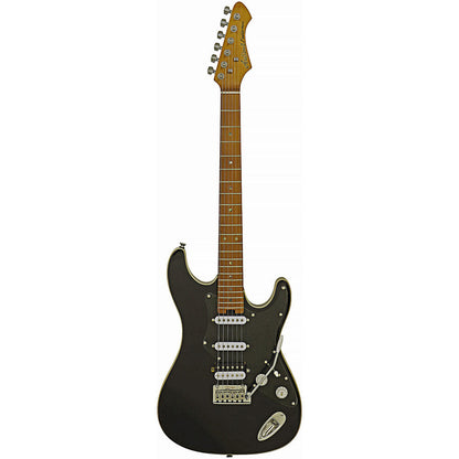 Aria 714-DG Fullerton Tribute Collection Electric Guitar - Black, Solid Body, Roasted Maple Neck, Alnico-5 Pickups, Gloss Finish