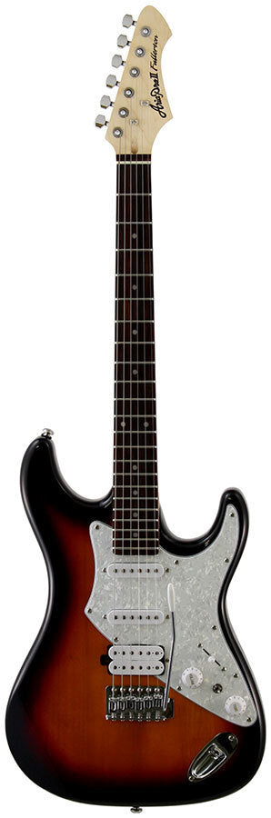 Aria 714-STD Series Electric Guitar 3-Tone Sunburst Solid Body with Maple Neck and Vintage Tremolo