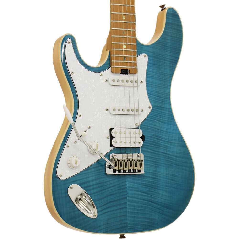 Aria 714-MK2 Fullerton Series Left Handed Electric Guitar Turquoise Blue — view 3