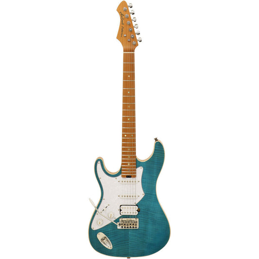 Aria 714-MK2 Fullerton Series Left Handed Electric Guitar Turquoise Blue