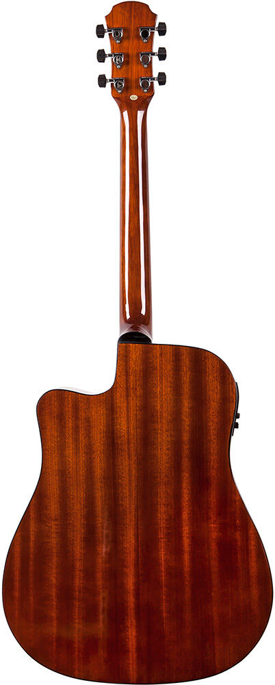 Aria ADW-01CE Dreadnought AC/EL Guitar with Cutaway, Brown Sunburst Gloss Finish — view 2