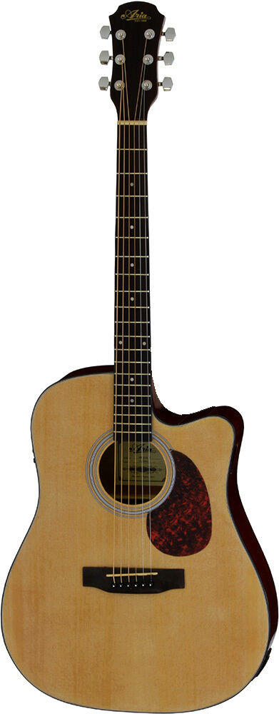Aria ADW-01CE Dreadnought Acoustic/Electric Guitar with Cutaway Natural Matte Finish